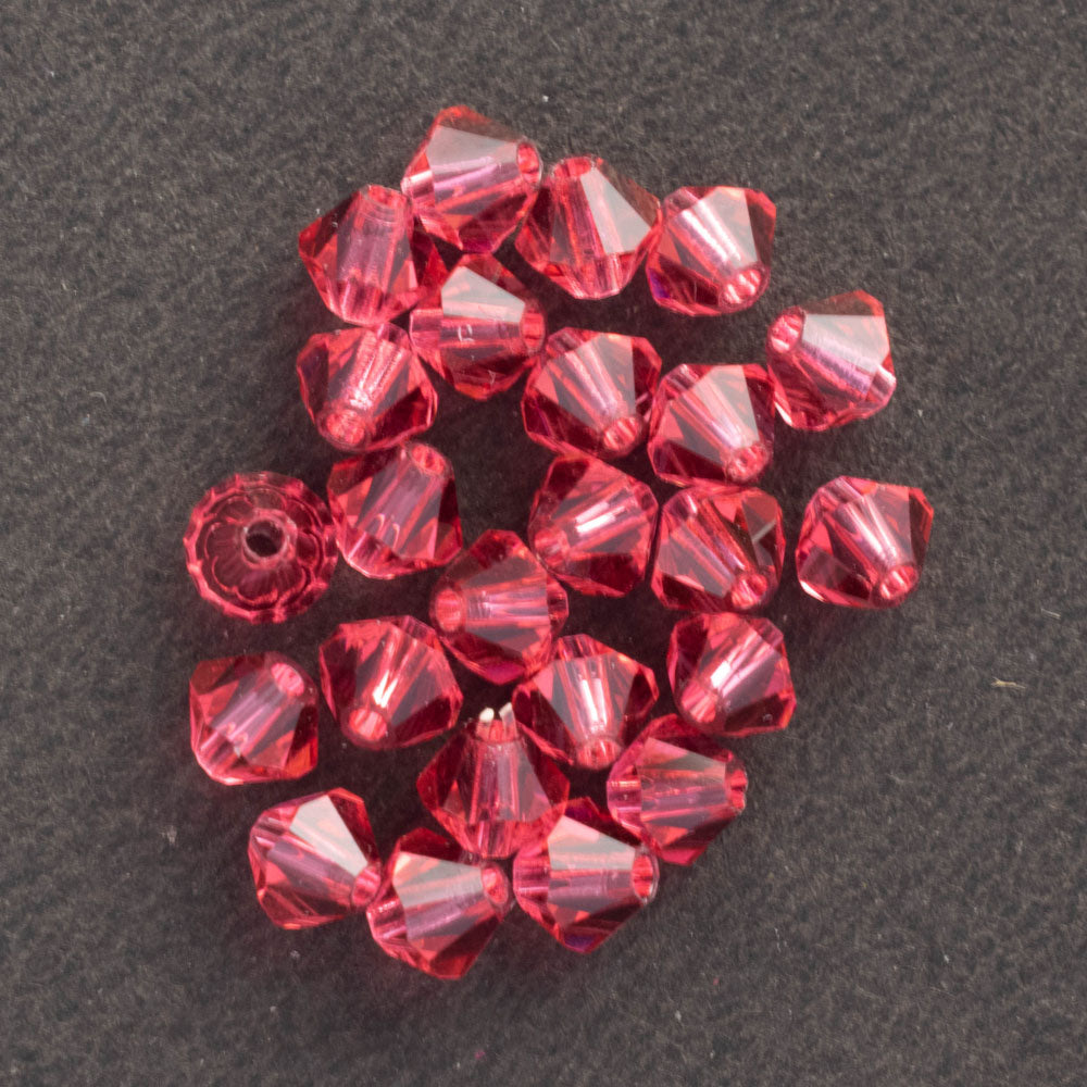Preciosa Bicone Crystal Beads 4mm, Indian Pink, 24 Pieces