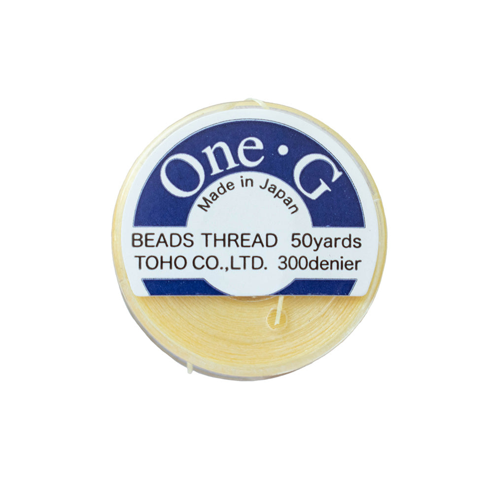 Toho One-G 330dtex 100% Nylon Beading Thread, Size-B, 0.2mm Thickness,  Light Yellow, 50 Yards