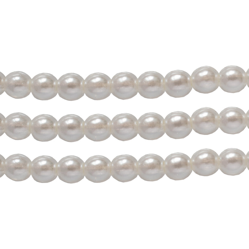 Czech Glass Pearls Round 4mm, Bridal White