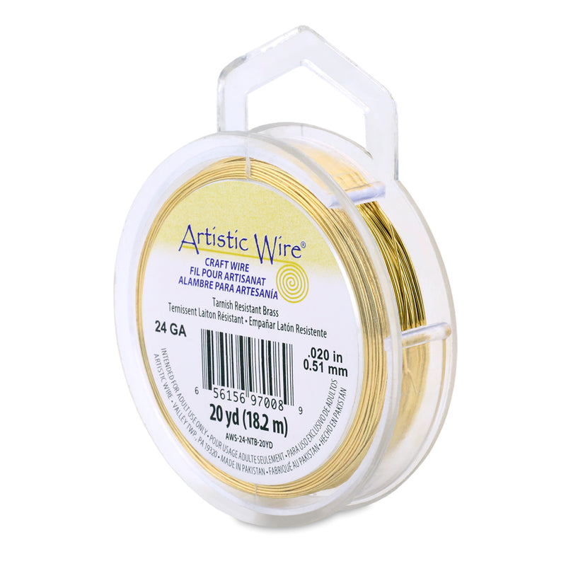 Artistic Wire 24 Gauge Wire, Tarnish Resistant Brass - 20 Yards