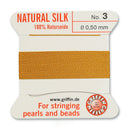 Griffin Silk Bead Cord, Size-3, 0.5mm Thickness, Amber, 2 Meters