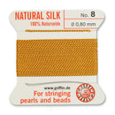 Griffin Silk Bead Cord, Size-8, 0.8mm Thickness, Amber, 2 Meters
