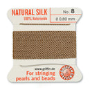 Griffin Silk Bead Cord, Size-8, 0.8mm Thickness, Beige, 2 Meters