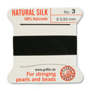 Griffin Silk Bead Cord, Size-3, 0.5mm Thickness, Black, 2 Meters