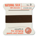 Griffin Silk Bead Cord, Size-3, 0.5mm Thickness, Brown, 2 Meters