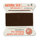 Griffin Silk Bead Cord, Size-8, 0.8mm Thickness, Brown, 2 Meters