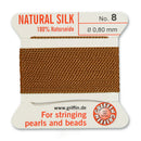 Griffin Silk Bead Cord, Size-8, 0.8mm Thickness, Cornelian, 2 Meters