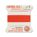 Griffin Silk Bead Cord, Size-3, 0.5mm Thickness, Coral, 2 Meters