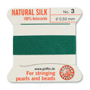 Griffin Silk Bead Cord, Size-3, 0.5mm Thickness, Green, 2 Meters
