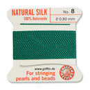 Griffin Silk Bead Cord, Size-8, 0.8mm Thickness, Green, 2 Meters