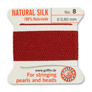 Griffin Silk Bead Cord, Size-8, 0.8mm Thickness, Garnet, 2 Meters
