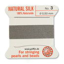 Griffin Silk Bead Cord, Size-3, 0.5mm Thickness, Grey, 2 Meters
