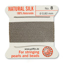 Griffin Silk Bead Cord, Size-8, 0.8mm Thickness, Grey, 2 Meters
