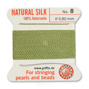 Griffin Silk Bead Cord, Size-8, 0.8mm Thickness, Jade Green, 2 Meters