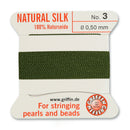 Griffin Silk Bead Cord, Size-3, 0.5mm Thickness, Olive, 2 Meters