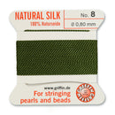 Griffin Silk Bead Cord, Size-8, 0.8mm Thickness, Olive, 2 Meters