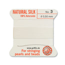 Griffin Silk Bead Cord, Size-3, 0.5mm Thickness, White, 2 Meters