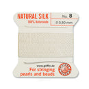 Griffin Silk Bead Cord, Size-8, 0.8mm Thickness, White, 2 Meters