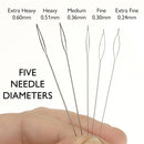 The BeadSmith Collapsible Eye Needles, 2.5 inch (6.35cm) Assorted Thicknesses - 5 Needles