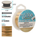 Wire Elements Tarnish Resistant Soft Temper 22 Gauge Wire, Gold, 8 Yards/7.32 Meters