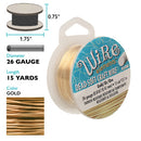 Wire Elements Tarnish Resistant Soft Temper 26 Gauge Wire, Gold, 15 Yards/13.72 Meters