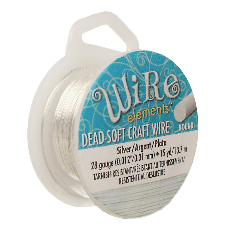 Wire Elements Tarnish Resistant Soft Temper 28 Gauge Wire, Silver, 15 Yards