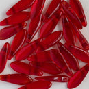 CzechMates - Dagger Beads 5x16 mm, 2-Holes, Transparent Siam Ruby