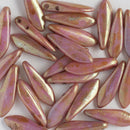 CzechMates - Dagger Beads 5x16 mm, 2-Holes, Luster - Opaque Rose/Gold Topaz