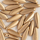 CzechMates - Dagger Beads 5x16 mm, 2-Holes, Matte - Metallic Flax/ Gold