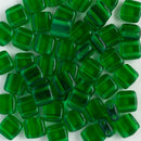 CzechMates - Tile Beads 6x6x3mm, Transparent Green Emerald, 50 Beads