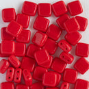 CzechMates - Tile Beads 6x6x3mm, Opaque Red, 50 Beads