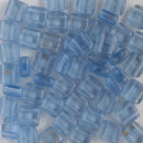CzechMates - Tile Beads 6x6x3mm, Gold Marbled - Light Sapphire, 50 Beads
