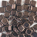 CzechMates - Tile Beads 6x6x3mm, Dark Bronze, 50 Beads