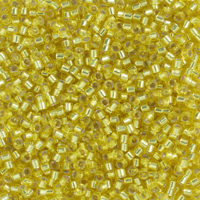 Miyuki Delica Beads Size 11/0 1.6mm, DB145 Silver Lined Yellow