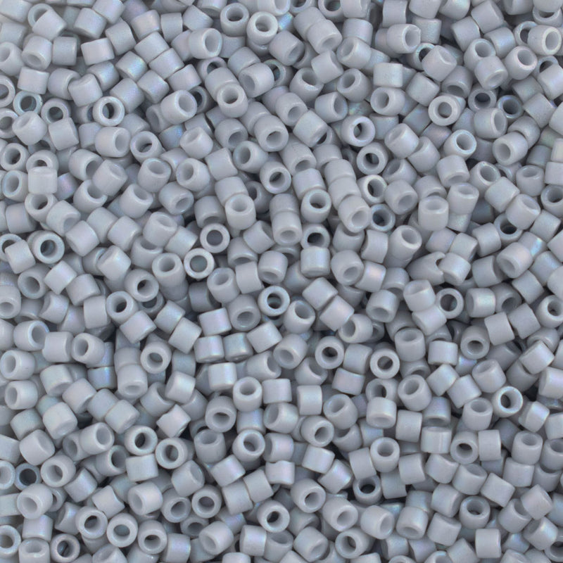 Miyuki Delica Beads Size 11/0 1.6mm, DB1528 Opaque Matte Light Smoke AB