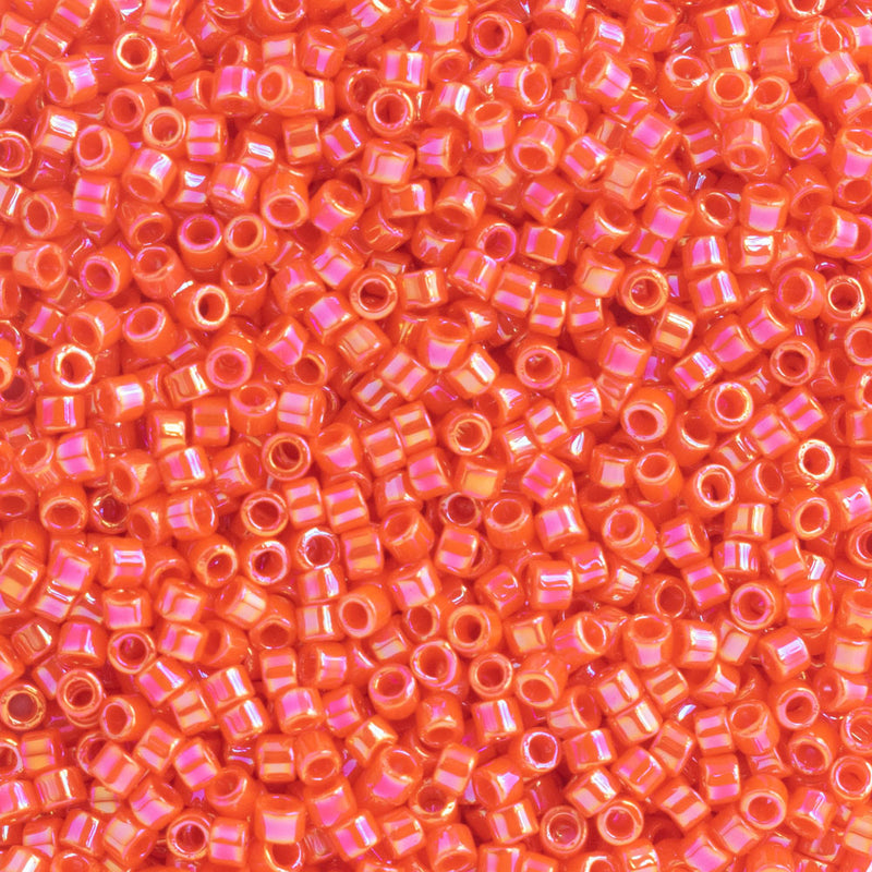 Miyuki Delica Beads Size 11/0 1.6mm,  DB161 Opaque Orange AB