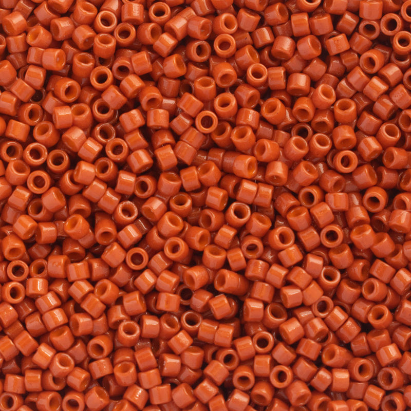 Miyuki Delica Beads Size 11/0 1.6mm, DB2352 Duracoat Opaque Orange Rust