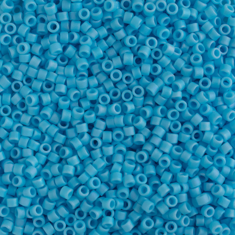 Miyuki Delica Beads Size 11/0 1.6mm, DB879 Opaque Matte Turquoise Blue AB