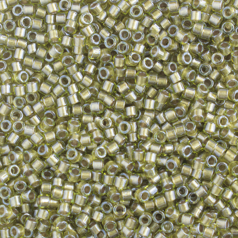 Miyuki Delica Beads Size 11/0 1.6mm, DB908 Sparkling Light Yellow Lined Chartreuse