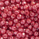 Starman, Czech Fire Polish Glass Beads, Luster - Opaque Light Red