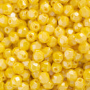 Starman, Czech Fire Polish Glass Beads, Luster - Opaque Yellow