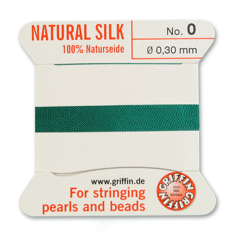 Griffin Silk Bead Cord, Size-0, Thickness, Green, Meters