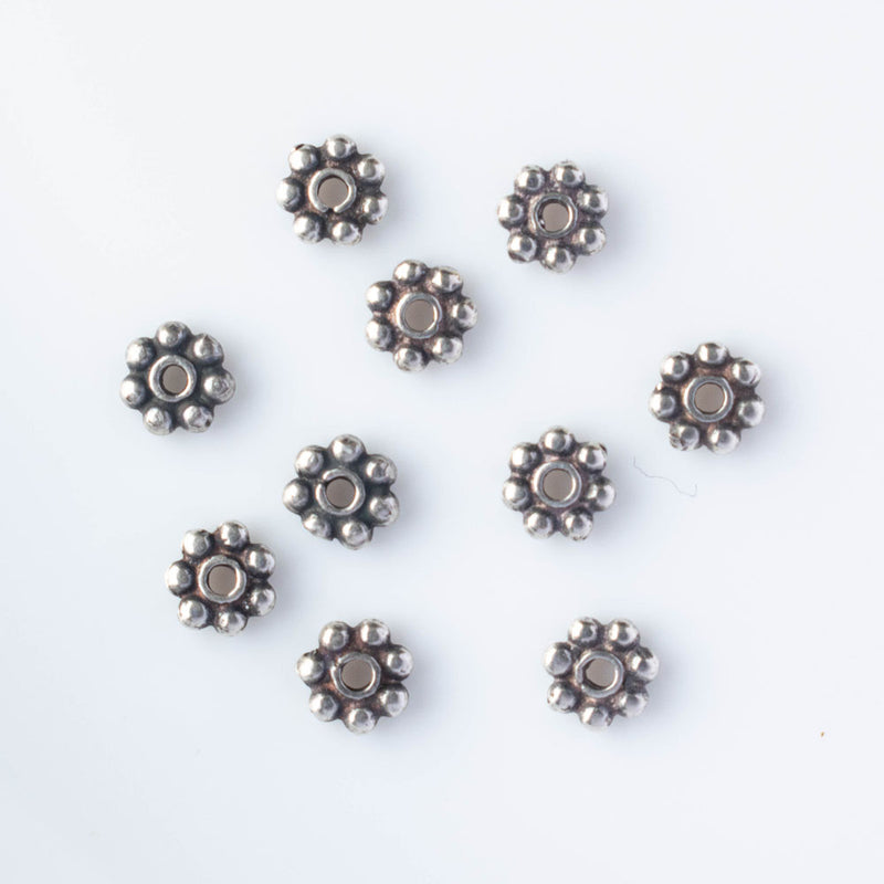 JBB Findings, Beaded Ring Spacer or Daisy Spacer 4 x 1mm, Antique Silver