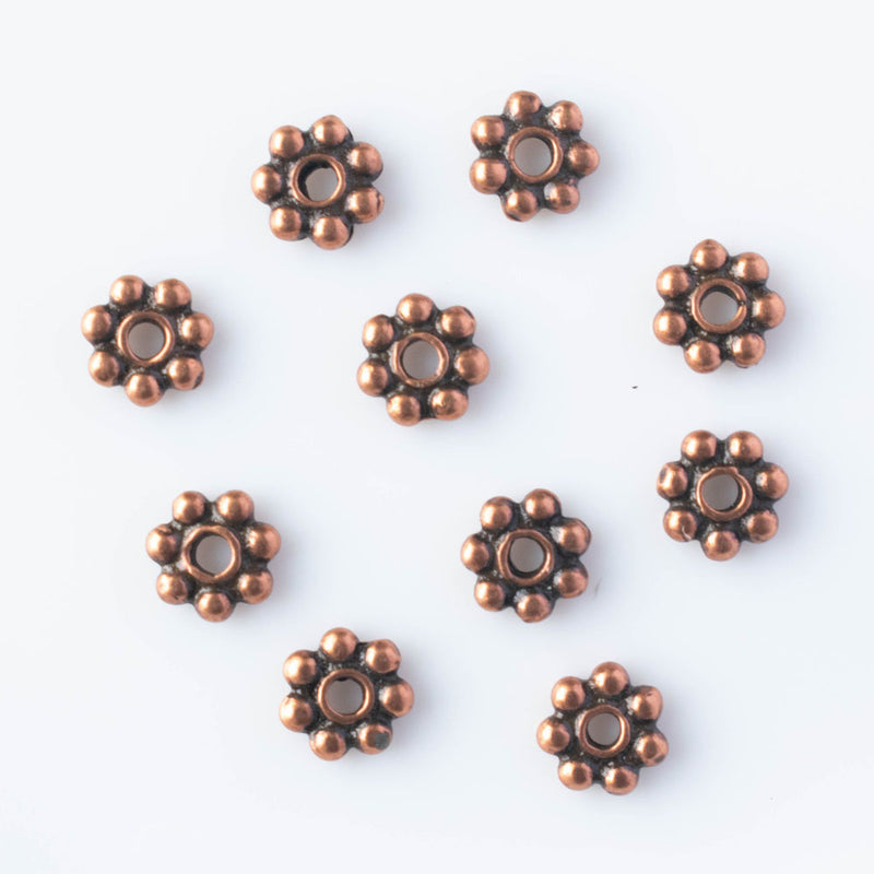 JBB Findings, Beaded Ring Spacer or Daisy Spacer 5 x 1mm, Antique Copper