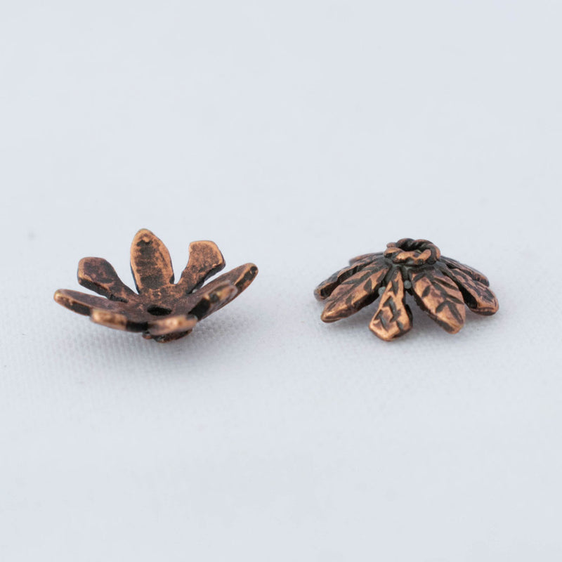 JBB Findings, Foliage Bead Cap 9 x 3mm, Antique Copper