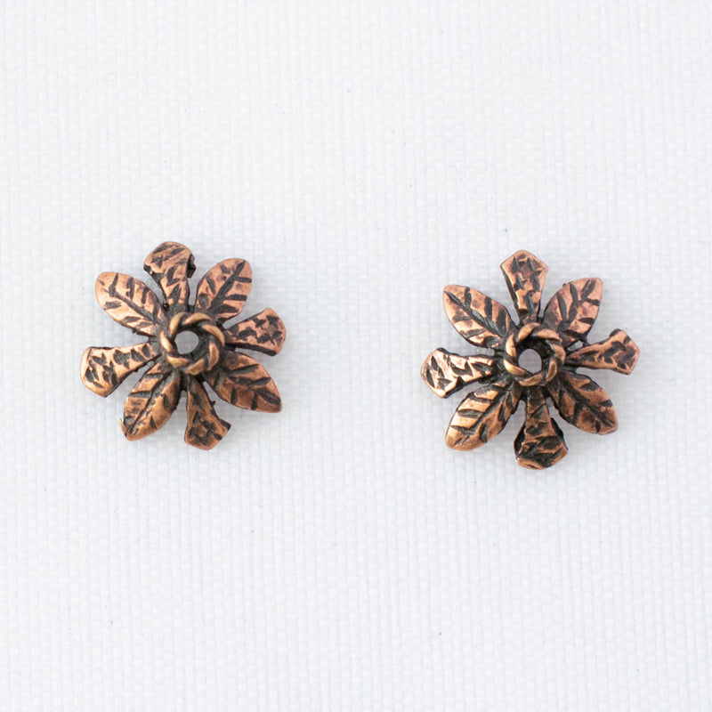 JBB Findings, Foliage Bead Cap 9 x 3mm, Antique Copper