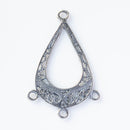 JBB Findings, Three Loop Teardrop Pendant or Connector, 33 x 21mm, Antique Silver