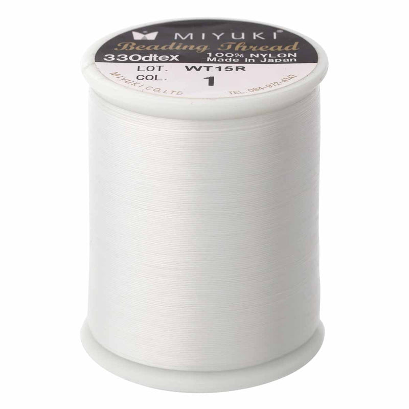 Miyuki 330dtex 100% Nylon Beading Thread, Size-B, 0.2mm Thickness, White, 500 Meters