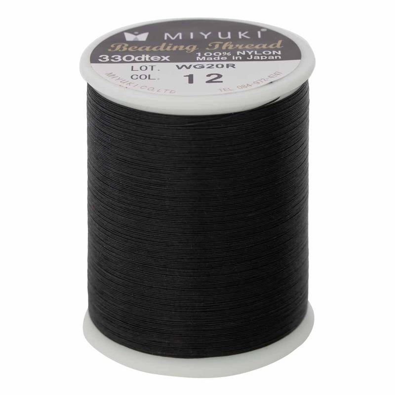 Miyuki 330dtex 100% Nylon Beading Thread, Size-B, 0.2mm Thickness, Black, 500 Meters