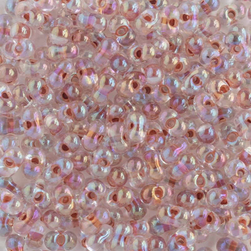 Miyuki Berry Beads 4.5x2.5mm, 275 Dark Peach Lined Crystal AB